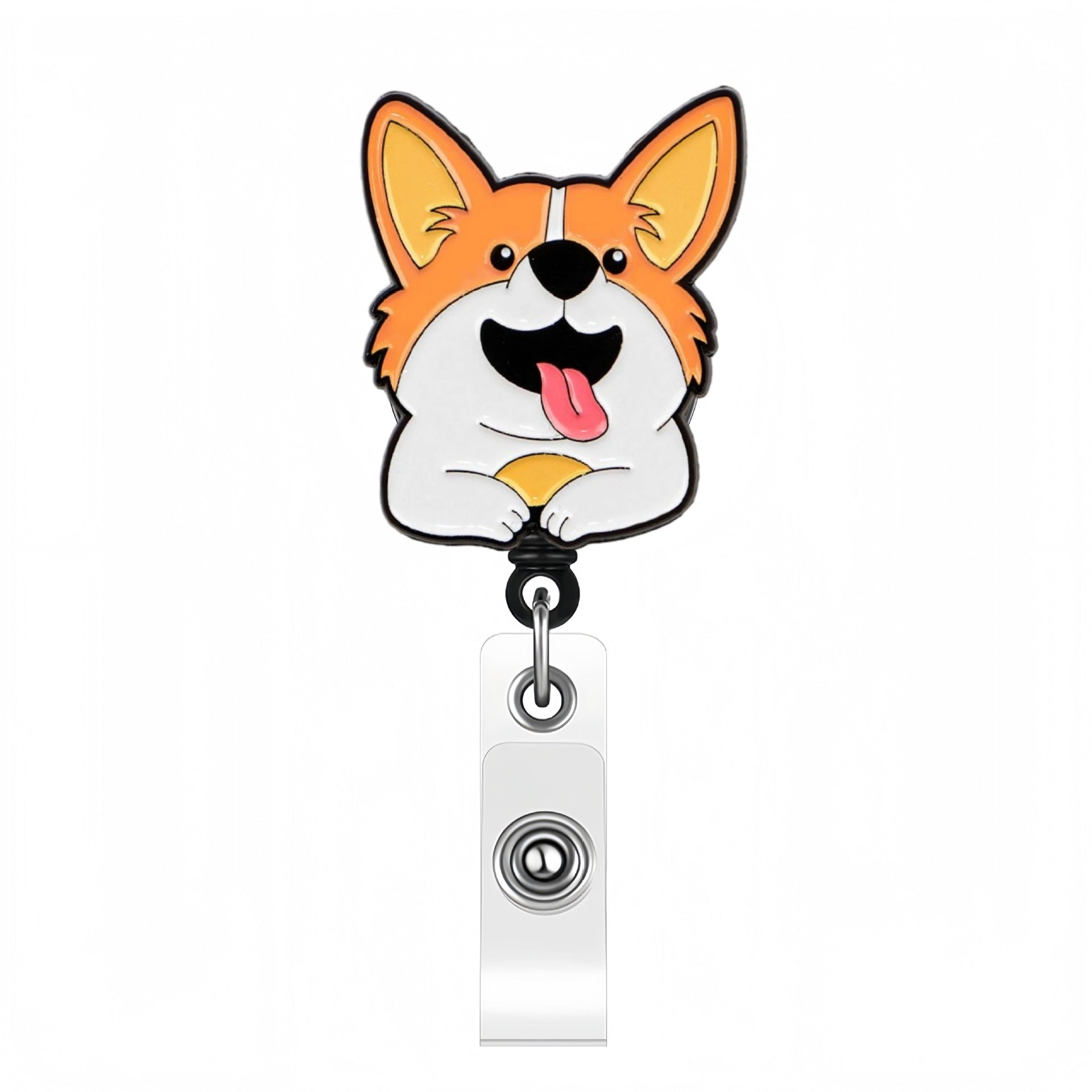Wholesale Cute Cartoon Pet Dog Acrylic Retractable Rotating Badge Keychain