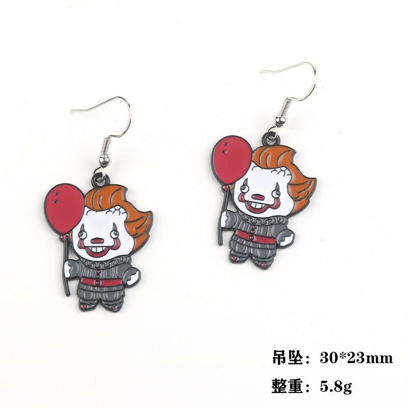 Wholesale Halloween Horror Cartoon Movie Black Plated Pendant Earrings ACC-ES-Fuyu001