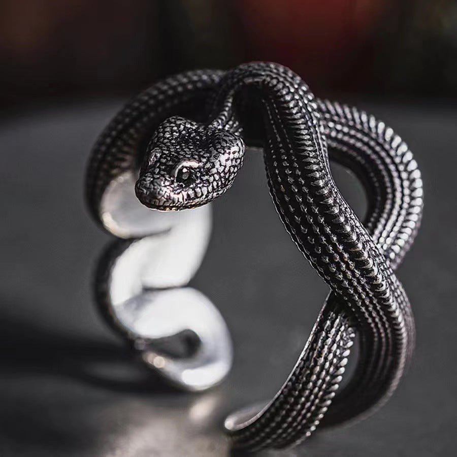 Wholesale Retro Python ring  three-dimensional snake Adjustable ring