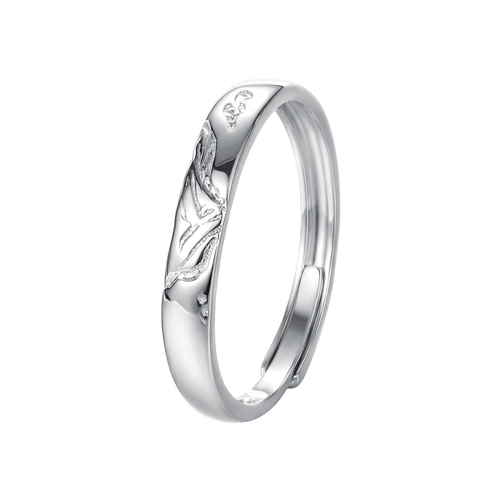 Wholesale S999 Silver Butterfly Symbiosis Open Adjustable Ring Trendy Jewelry Accessory For Couples