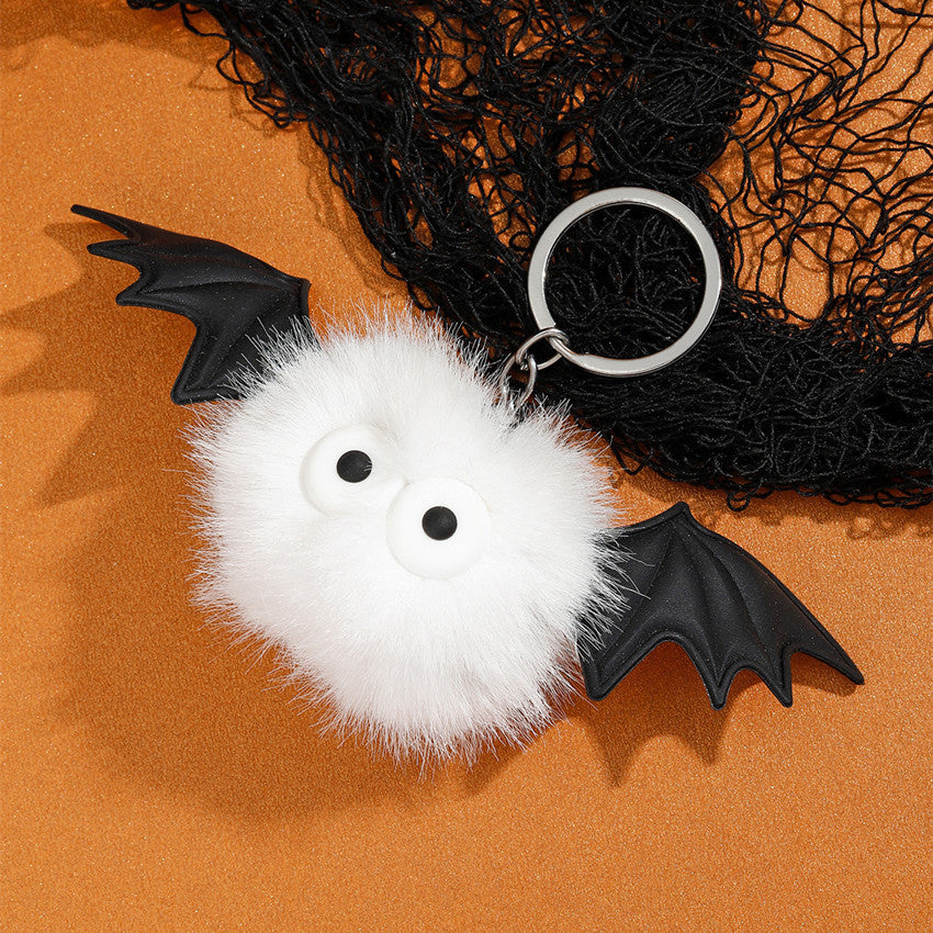Wholesale Cartoon Bat Fur Ball Keychain,  Purple Silicone Bag Charm,  Cute Monster Elf Key Ring for Gift and Resale