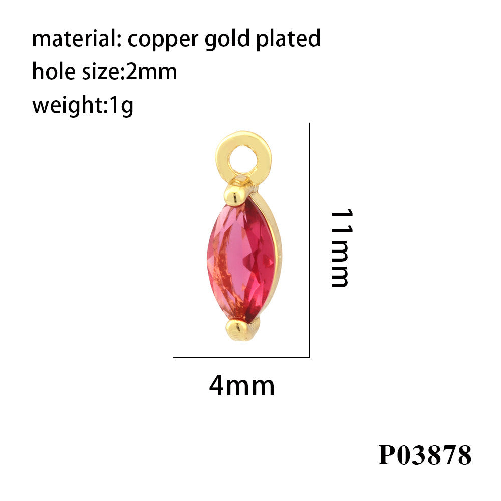 Wholesale 18K gold-plated micro-inlaid zircon colorful geometric marquise pendant
