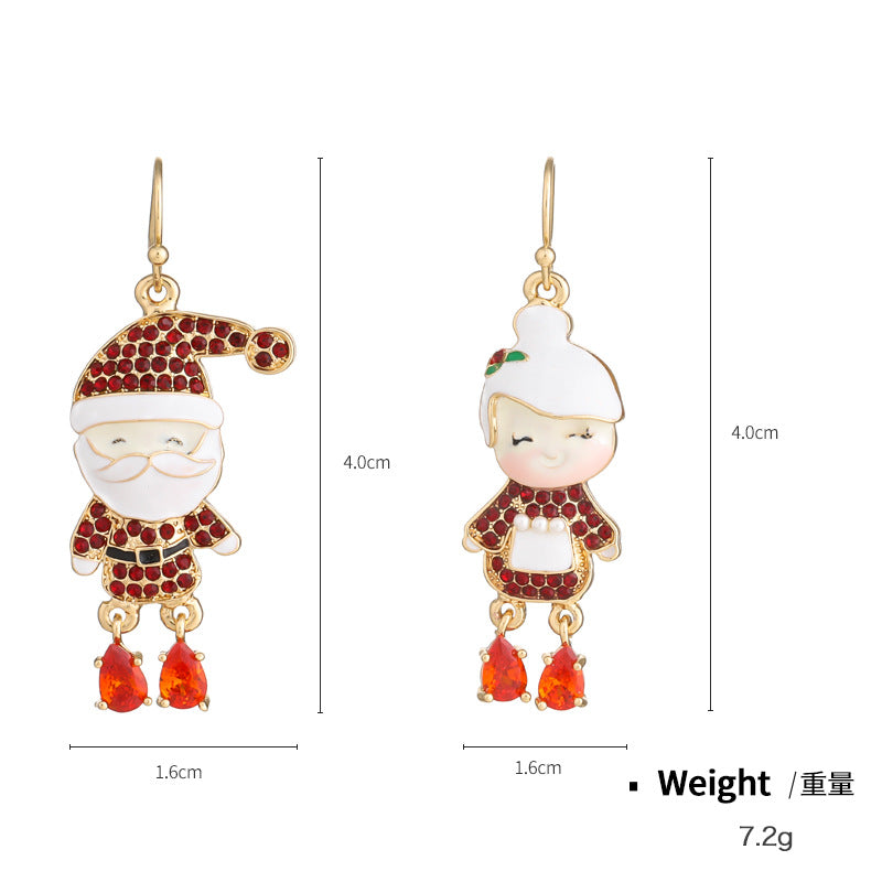 Wholesale Christmas Santa Claus Oil Drop Diamond Pendant Earrings Necklace Set ACC-NE-KJ006