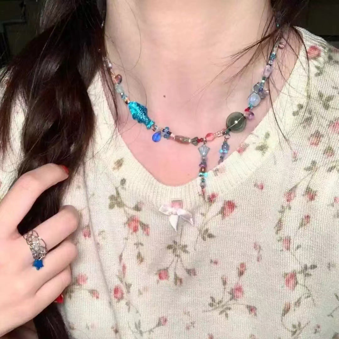 Wholesale Summer Dopamine Color Beaded Necklace