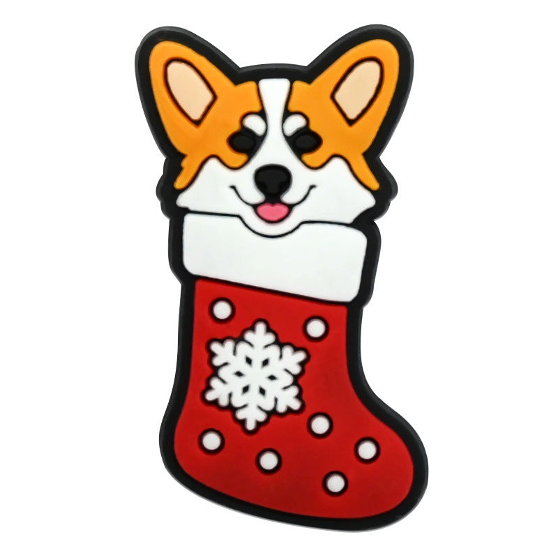 Wholesale  Random 100pcs Christmas animal-themed PVC Soft Rubber Shoe Buckle Decoration