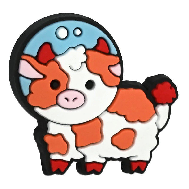 Wholesale Random 100pcs PVC Soft Rubber Colored Cow Series Focal Beads for DIY Beadable Pens