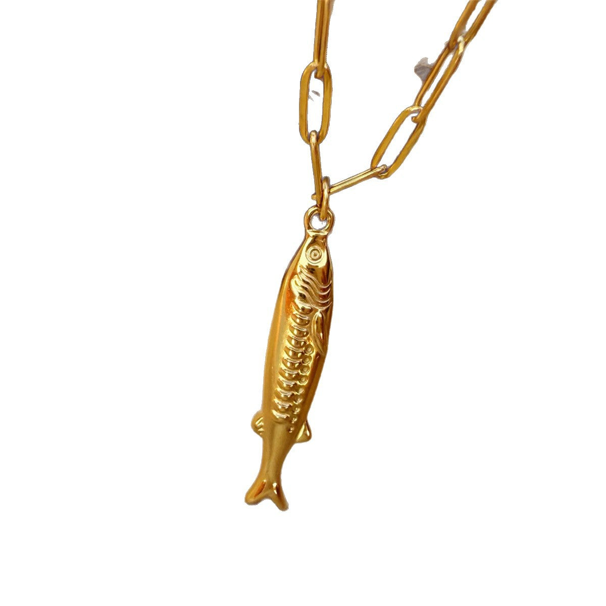 Wholesale Small Fish Pendant Necklace Gold Plated Stainless Steel Casual Everyday Fashion Accessory