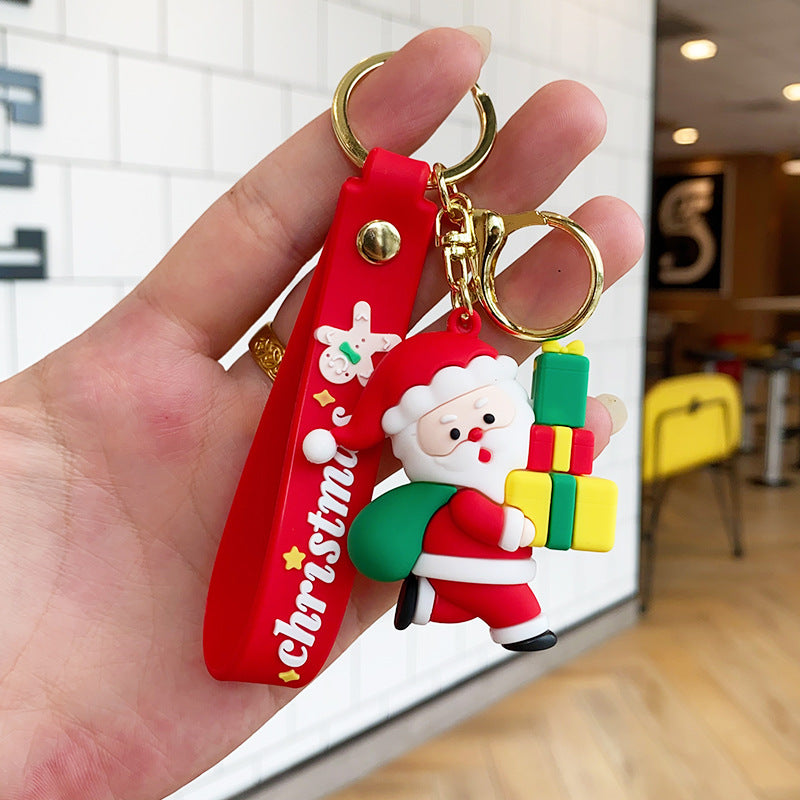 Wholesale Christmas Cartoon PVC Soft Santa Claus Christmas Tree Keychain Cute Keychain ACC-KC-ErLu017