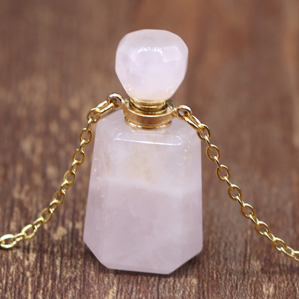 Wholesale Natural Stone Amethyst Perfume Bottle Pendant Necklace ACC-NE-QianSheng001