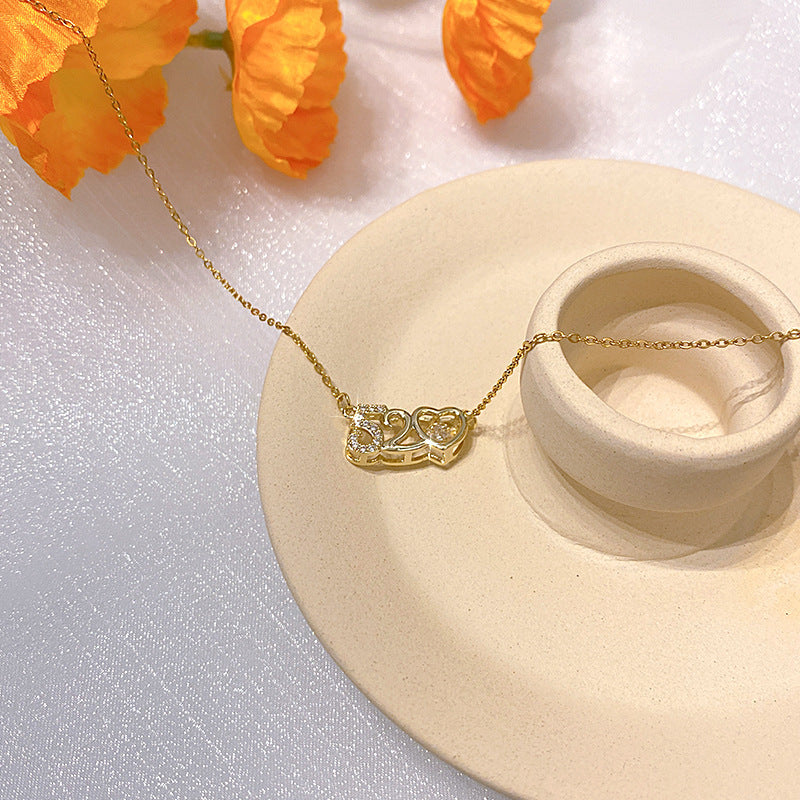 Wholesale Electroplated Titanium Steel Necklace Micro-embedded Clavicle Chain Choker Necklace ACC-NE-Xiyue003