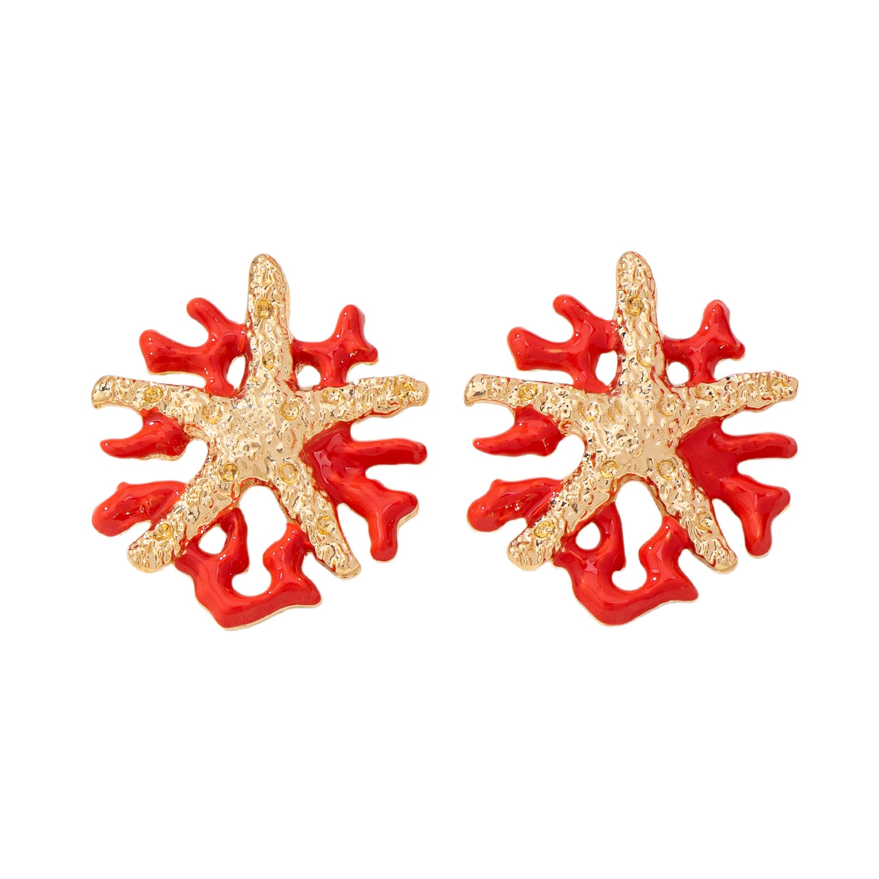 Wholesale Gold Tone Coral Drop Earrings For Women Trendy Flower Design Summer Vacation Jewelry Accessory