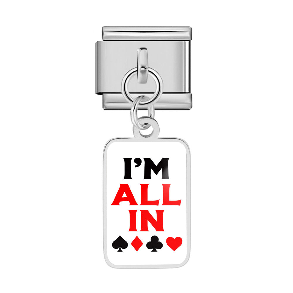 Wholesale Trendy Playing Card Pendant Stainless Steel Bracelet Fashion Accessory For Boutique Resale
