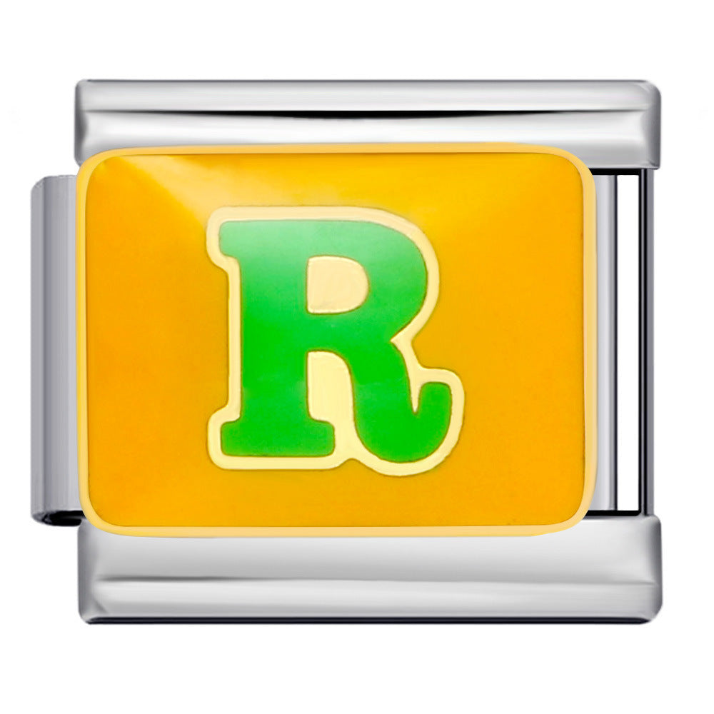 Wholesale 10pcs Italian Charm Bracelet 9mm DIY Splicing Colorful Oil-Drip Letters Stainless Steel Composable Bracelet