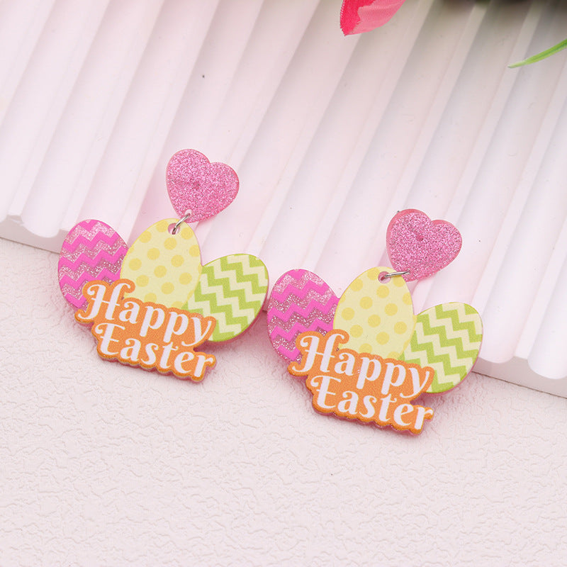 Wholesale Acrylic Easter Bunny Egg Earrings