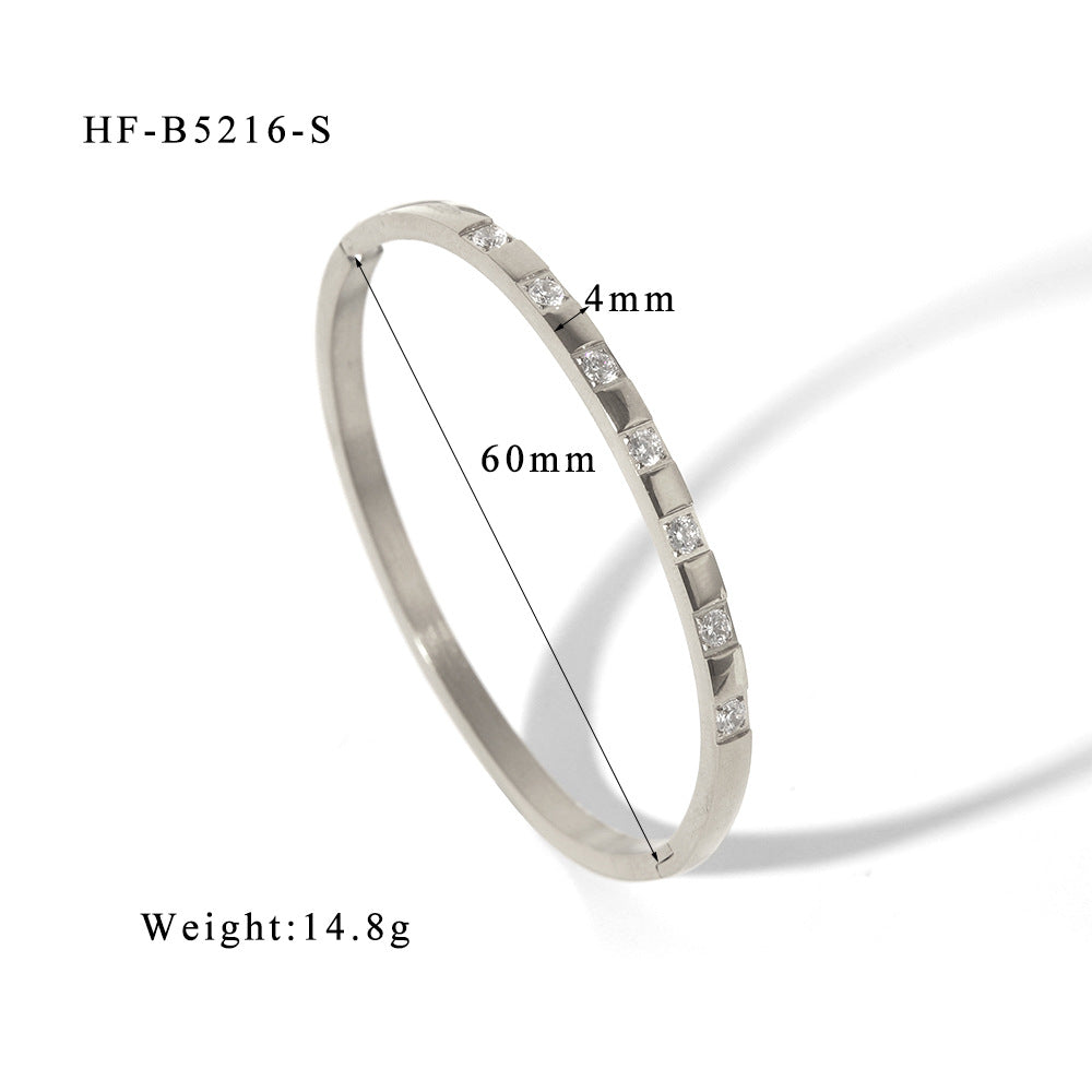 Wholesale Stainless Steel 18K Gold Plated Geometric Star Flower Zircon Bracelet