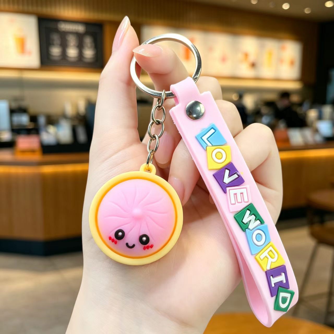 Wholesale PVC Cute Steamed Bun Keychain Pendant - Creative Xiaolongbao Design Car Keychain Bag Charm