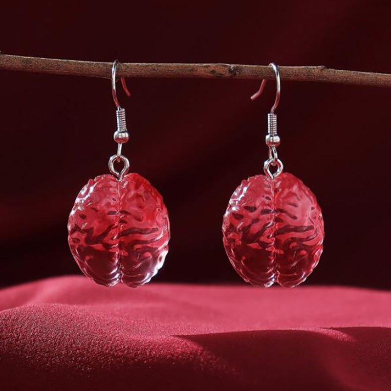 Wholesale Halloween Goth Theme New Red brain funny necklace