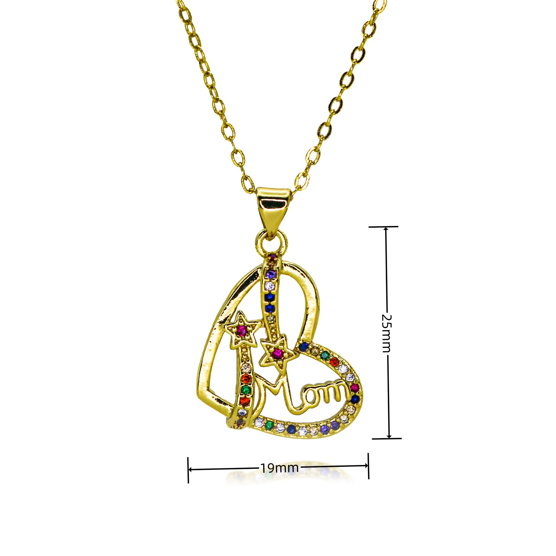 Wholesale mother's day jewelry creative zircon MOM heart-shaped letter pendant necklace