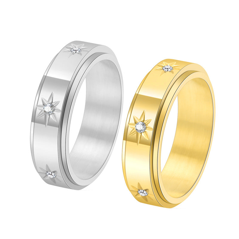 Anello all'ingrosso in acciaio inossidabile con diamante scintillante