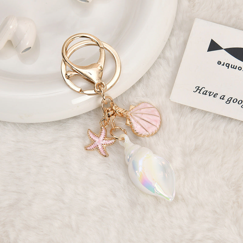 Wholesale Ins Style Starfish Conch Acrylic Oil Dripping Keychain Bag Charm Decorative Accessory Gift