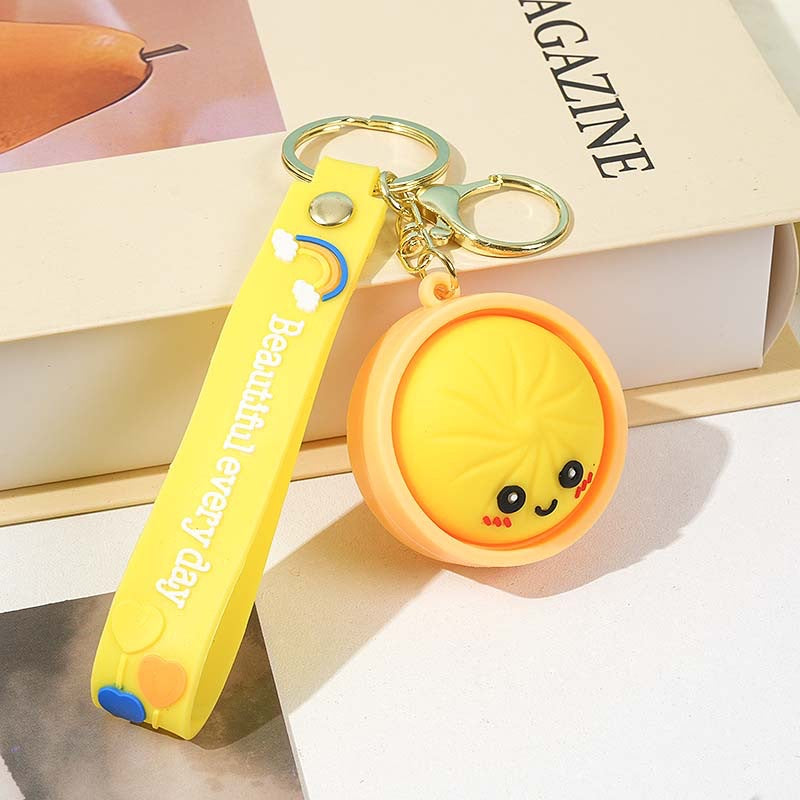 Wholesale Cute PVC Squeezable Small Bun Keychain - Stress Relief Toy,  Bag Charm &  Car Key Accessory