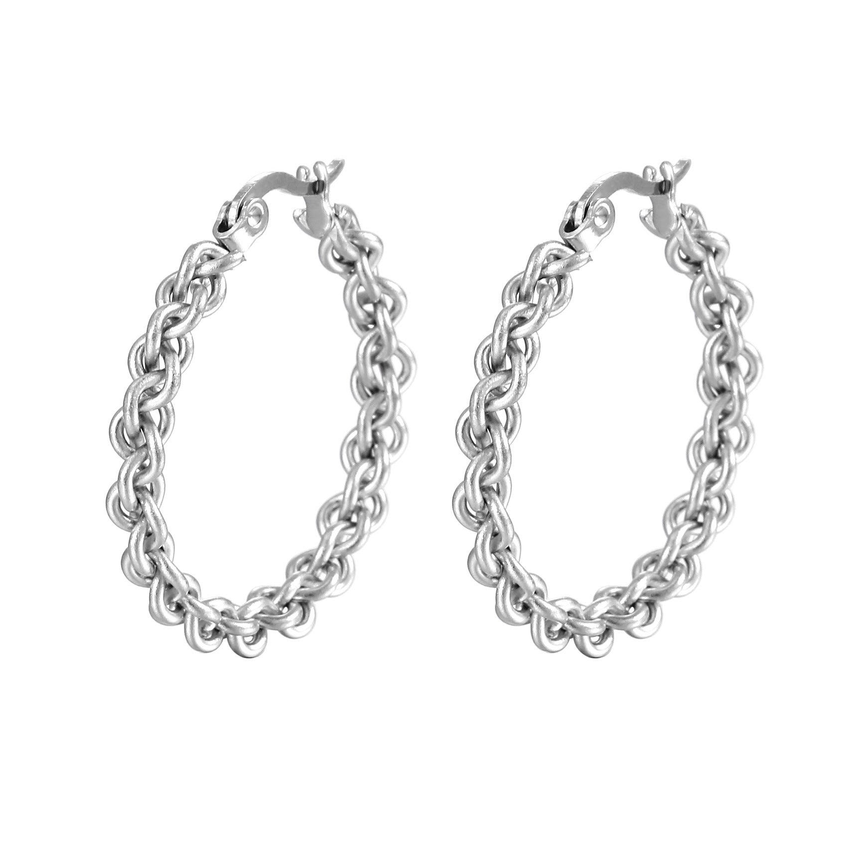 Wholesale round multi-strand twisted  18K earrings retro simple stainless steel round earrings