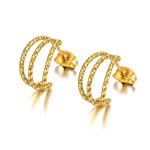 Wholesale Titanium Steel Electroplating Earrings Simple Multi-Layer Design Women' s Jewelry Accessory
