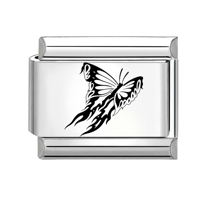 Wholesale 9mm Italian Charm Starter Bracelets DIY Black and white  Creative Stainless Steel Composable Bracelet