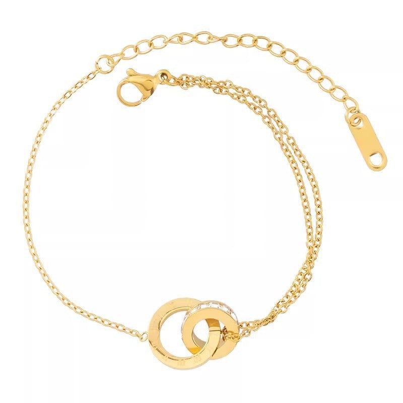 Wholesale Titanium Steel Roman Character Interlocking Bracelet - Fashion Jewelry Accessory Gift