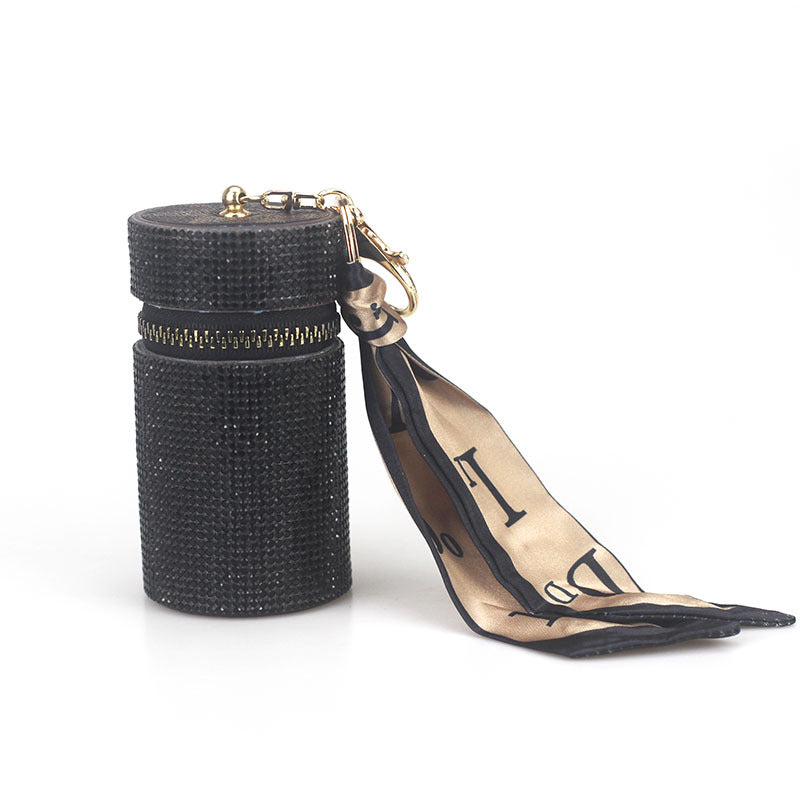 Wholesale PU Leather Rhinestone Lipstick Bag Mini Storage Bag Keychain ACC-KC-CanWu001