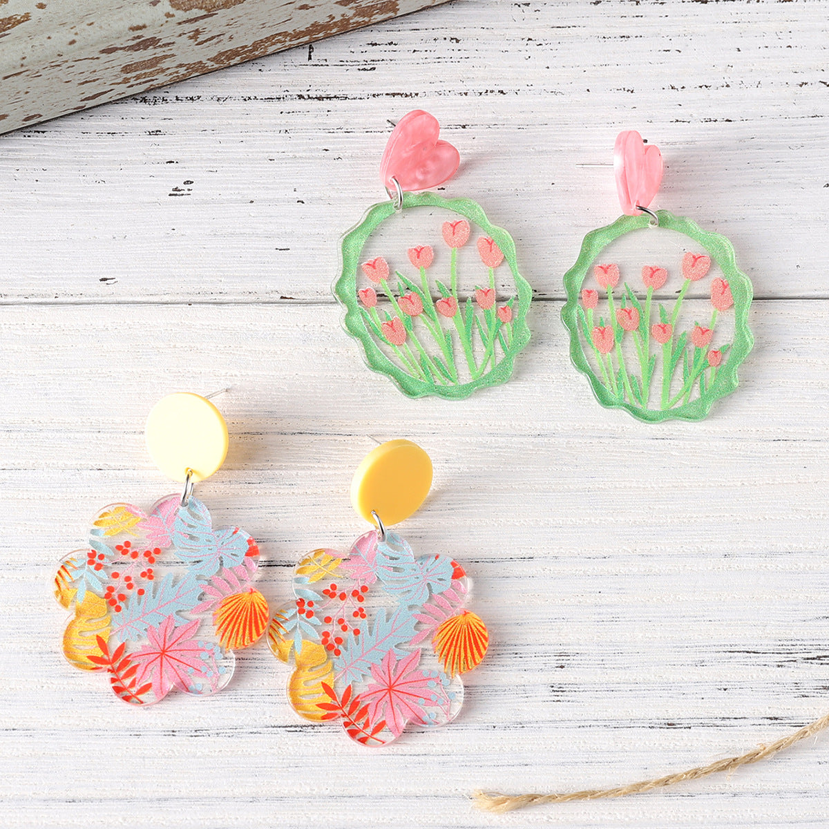 Wholesale Flower Leaf Pendant Earrings