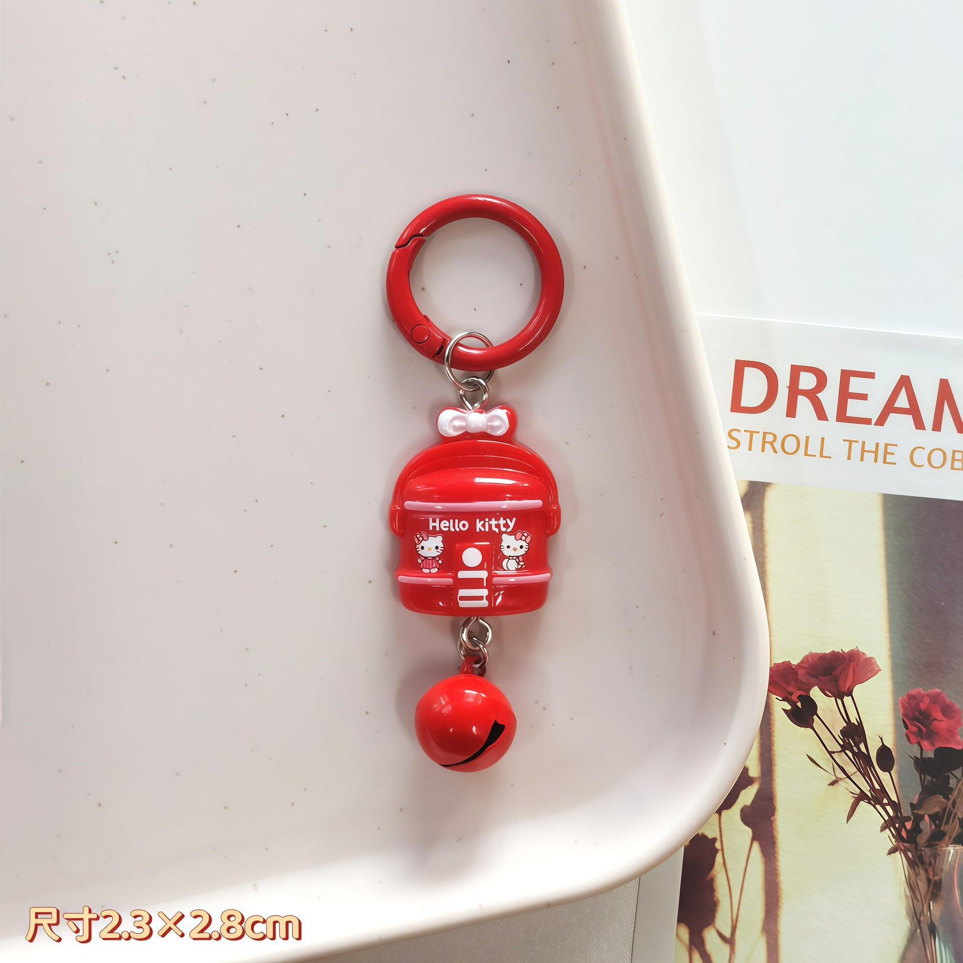 Wholesale Plastic Resin Cute Cartoon Cat Bell Keychain Bag Pendant Fashion Accessory for Girls