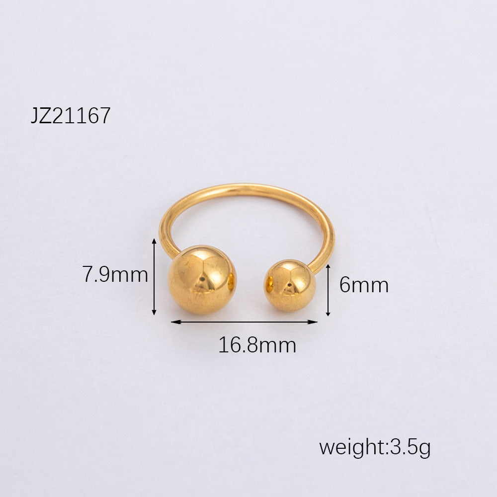 Wholesale Retro Light Luxury Ball Ring Stainless Steel Plated 18K Gold Rings ACC-RS-YuHui002