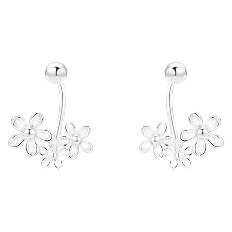 Wholesale 925 Sterling Silver Flower Ear Studs  Three Flower Earrings