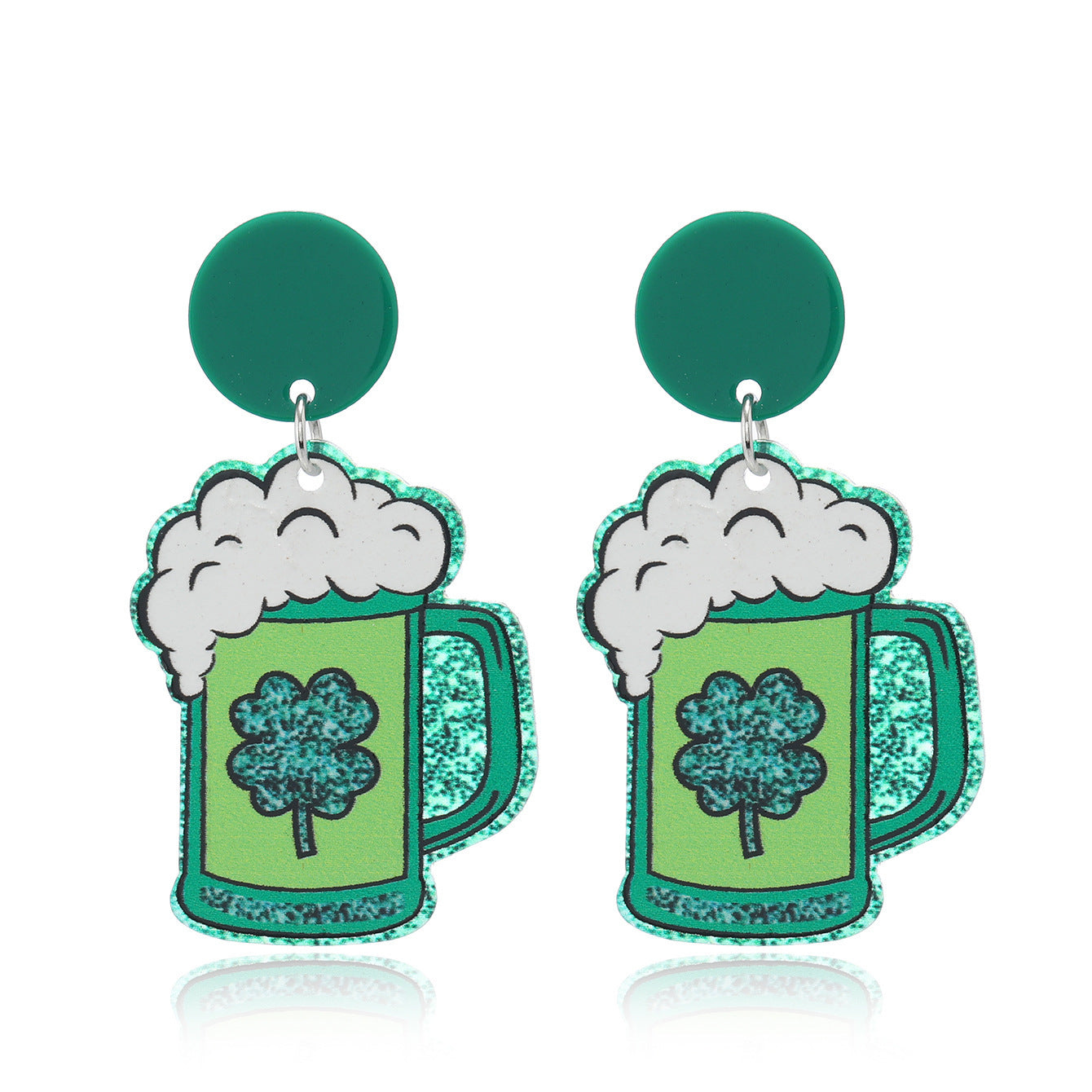 Wholesale Acrylic St.  Patrick' s Day Lucky Clover Irish Earrings