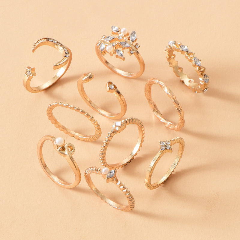 Wholesale jewelry fashion diamond stars ring  jewelry suit