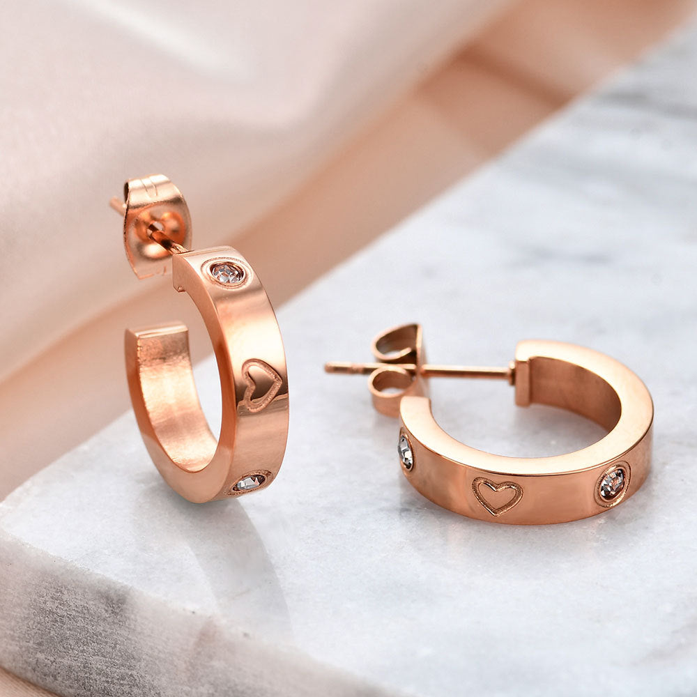 Wholesale Titanium Steel  Diamond Geometric U-shaped earrings