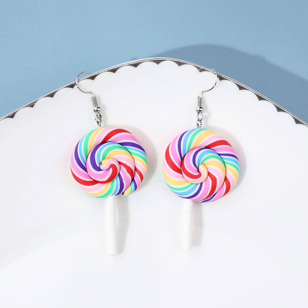 Wholesale  personality cute  soft pottery lollipop earrings