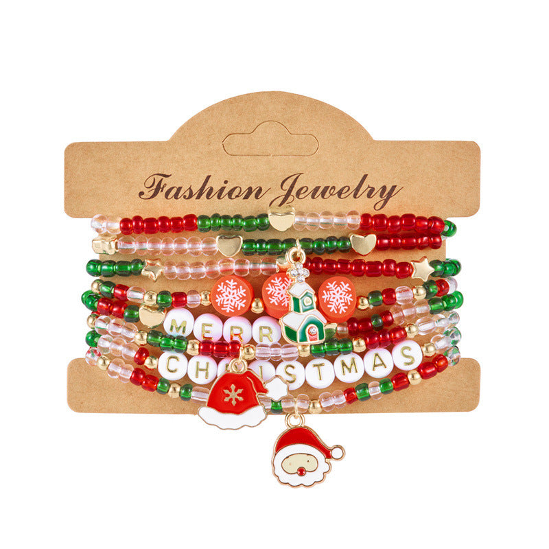 Wholesale  Snowflake Bell Colorful Beaded Bracelet