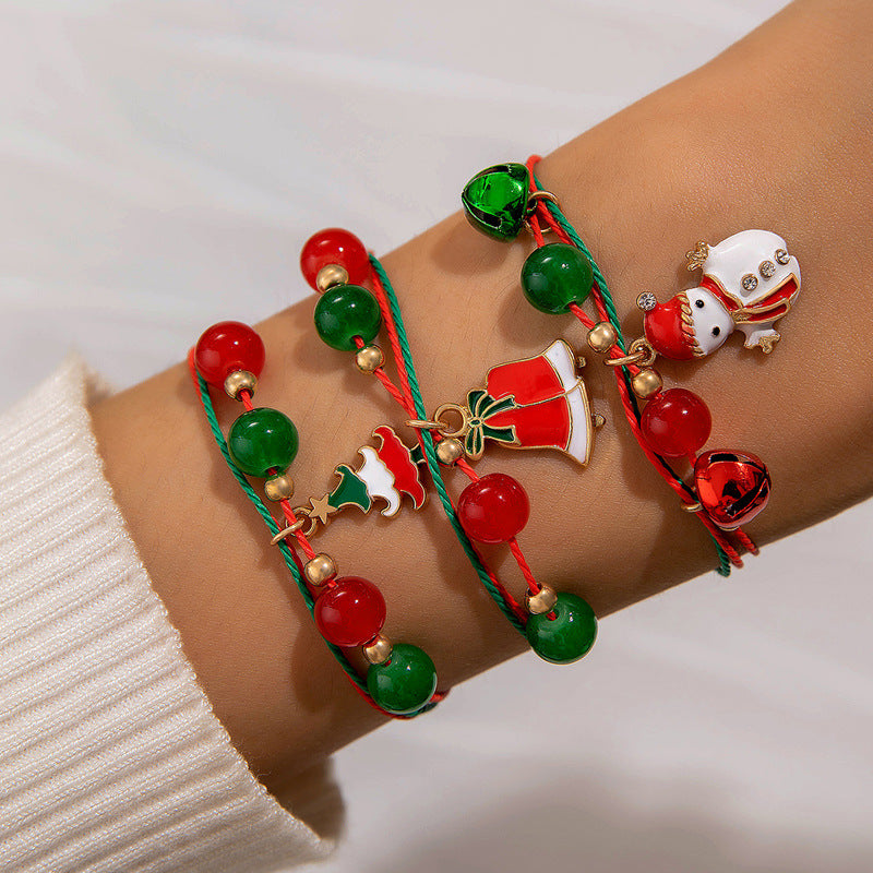 Wholesale Christmas Jewelry Cute Bell Elk Snowman Bracelet Set ACC-BT-YongGe007