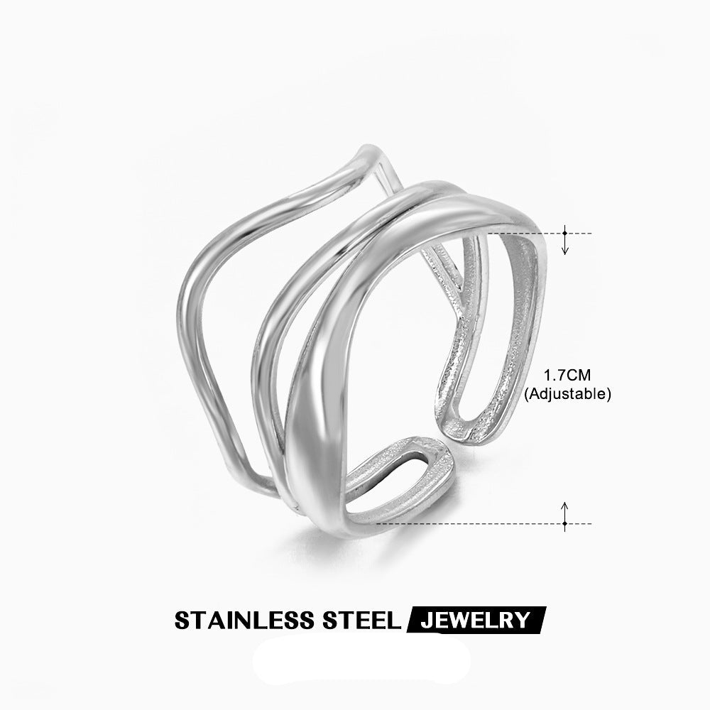 Wholesale three-layer stainless steel 18K gold plated wire adjustable ring