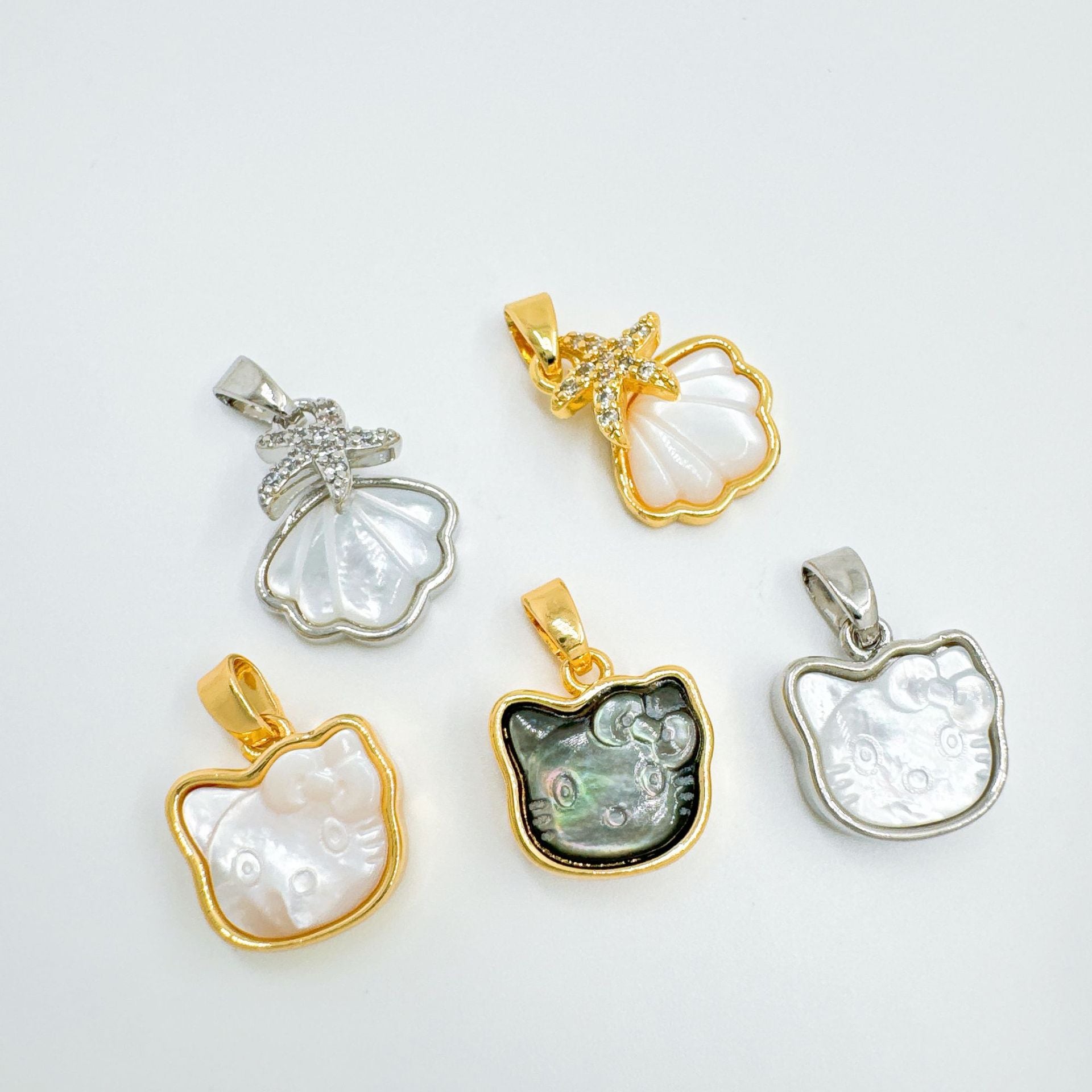 Wholesale Japanese Korean Style Mother of Pearl Cat Pendant Necklace