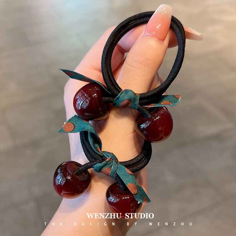 Wholesale Red Cherry High Elastic and Durable Hair Scrunchies