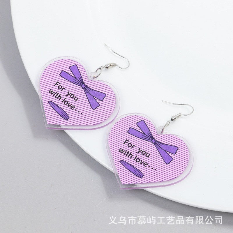 Wholesale Valentine' s Day Acrylic Heart Letter Earrings