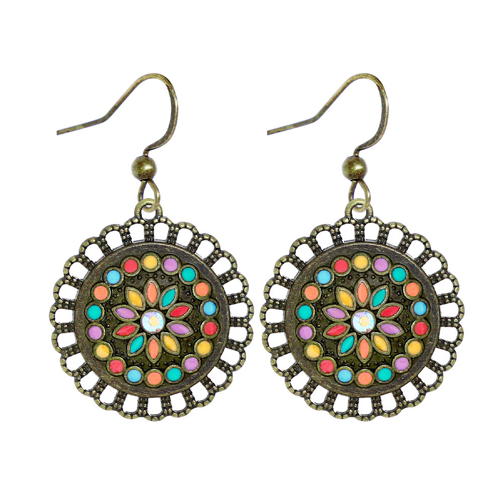 Wholesale Zinc Alloy Bohemian Water Drop Earrings Retro Ethnic Style Jewelry For Women Party Gift