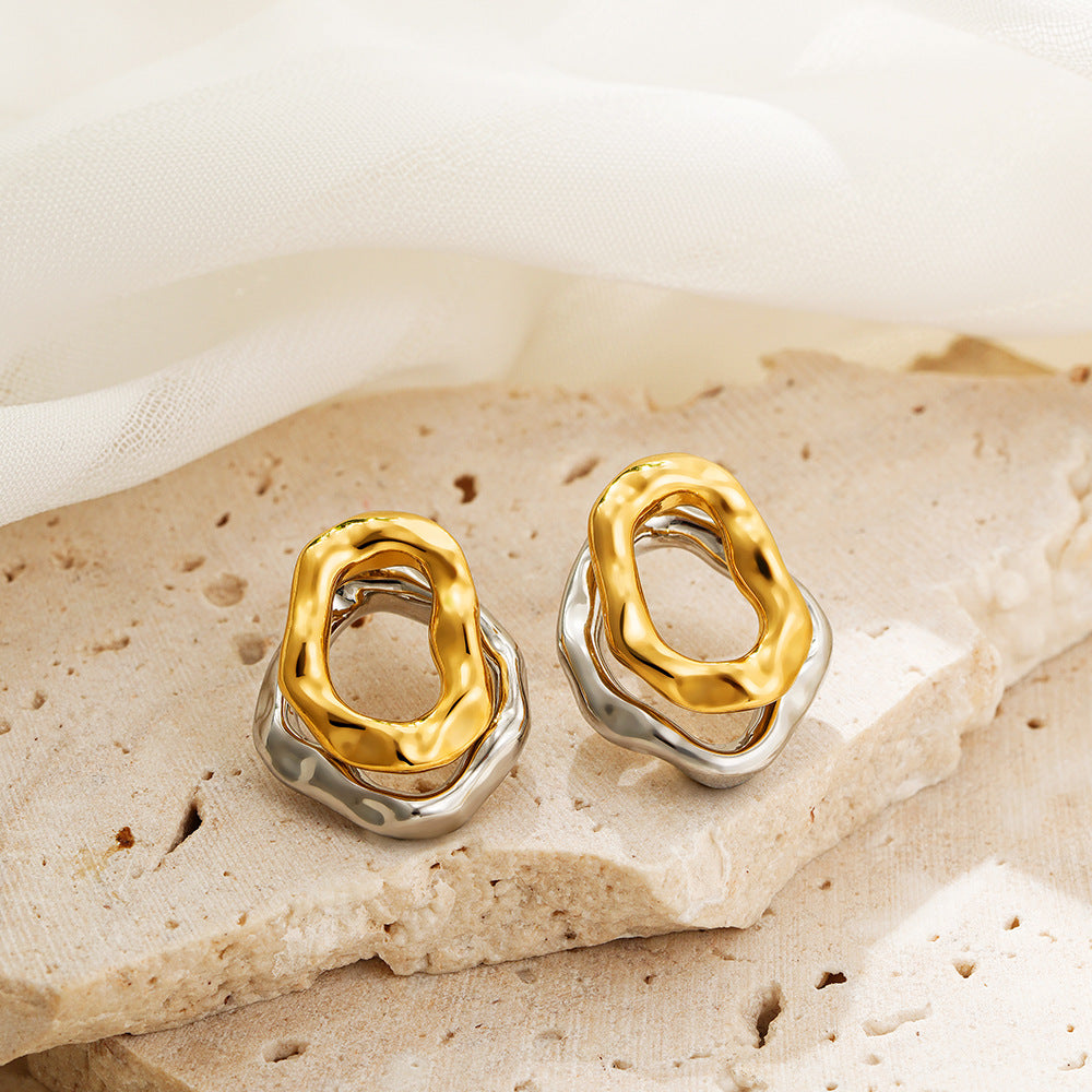 Wholesale  18K Gold and Silver Double Color Earrings