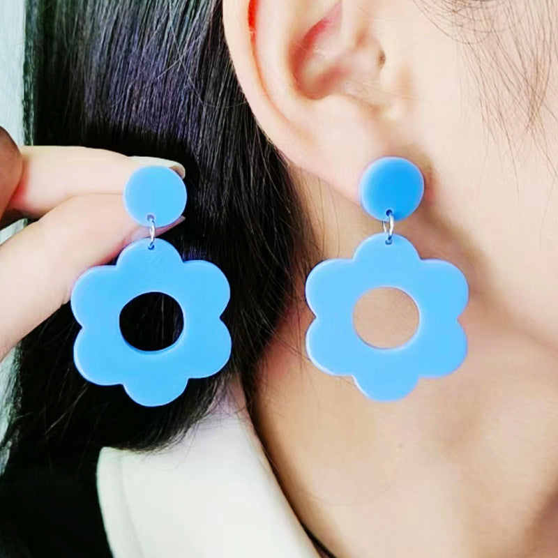 Wholesale Flower Hollow Earrings Earrings Acrylic  Simple Style Sweet and Fresh Earrings