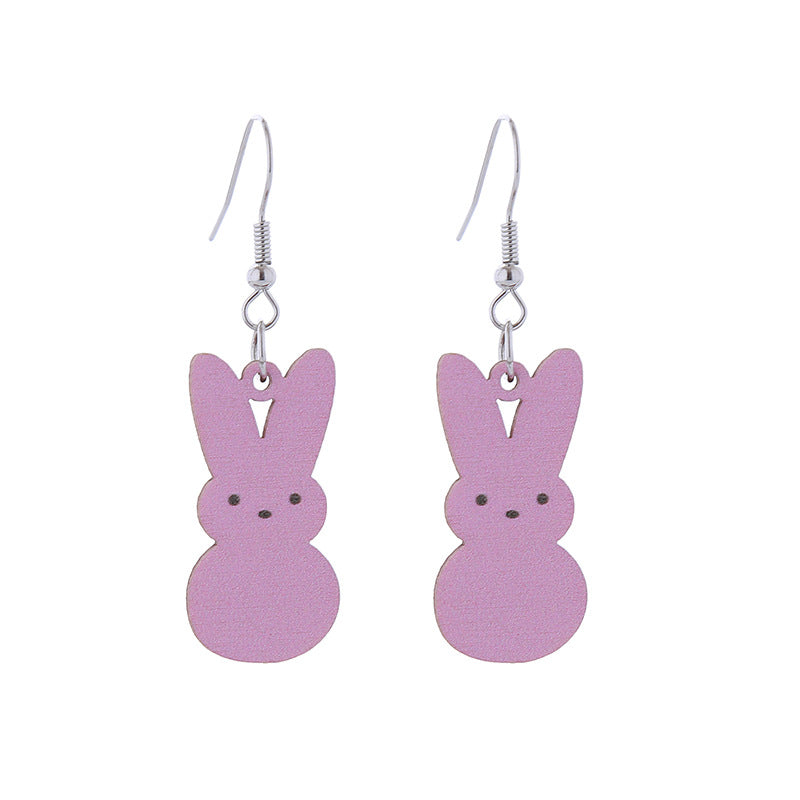Wholesale Easter Bunny Wooden Earrings Necklaces