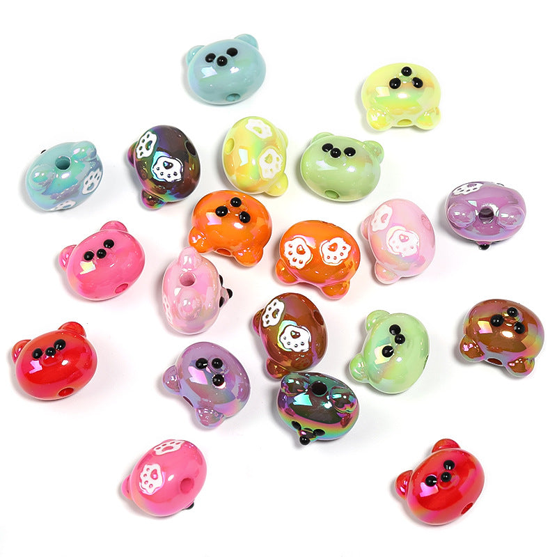 Wholesale 100pcs Red Panda UV Electroplating Acrylic Beads DIY Beaded Accessories ACC-BDS-BLG081