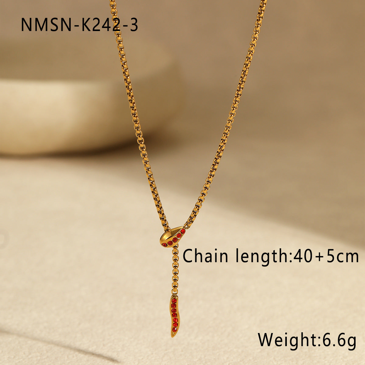Wholesale  style snake-shaped snake element stainless steel necklace